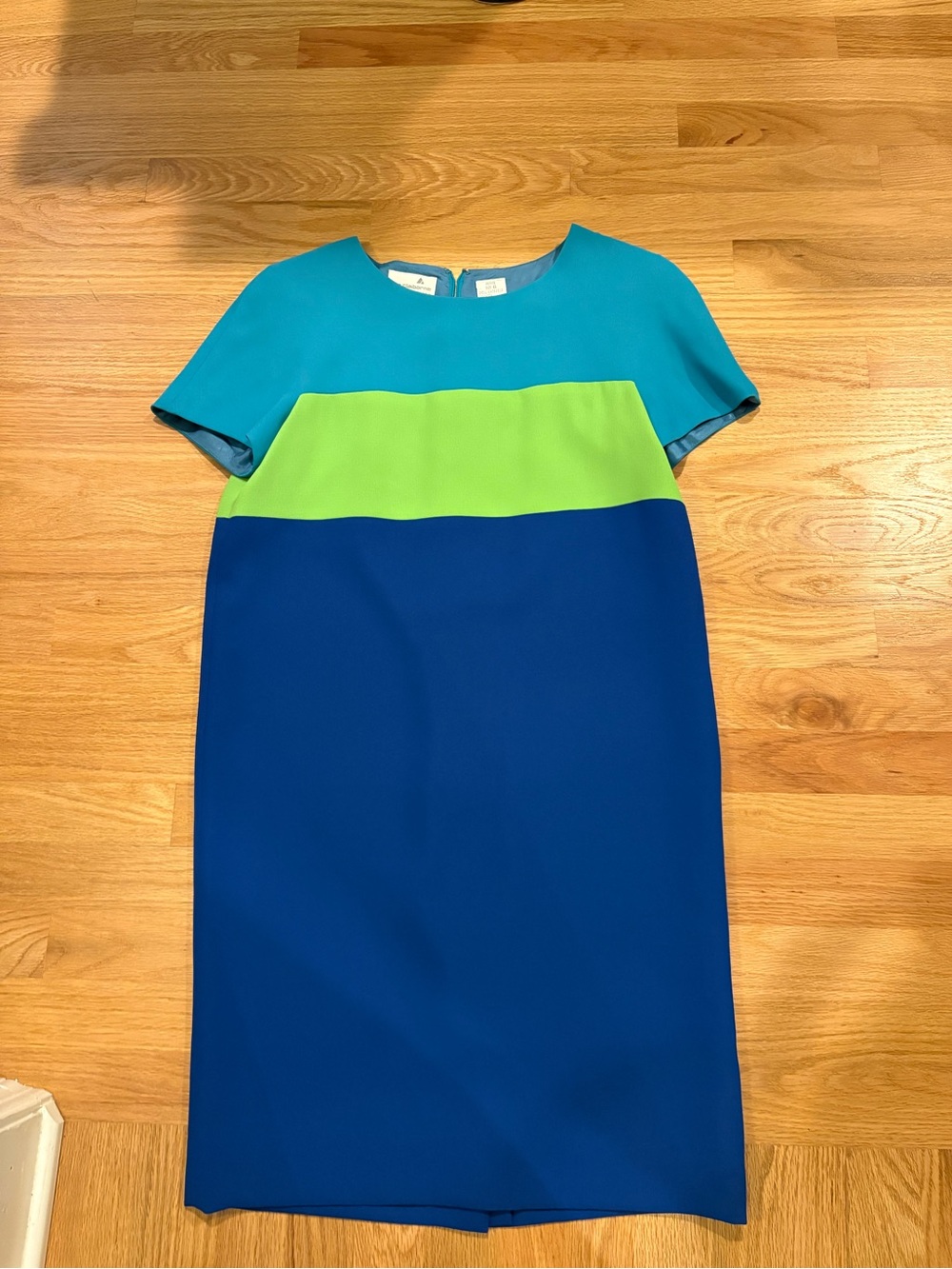 Vintage Liz Claiborne Colorblock Sheath Dress in Teal, Lime & Royal Blue Sz 6P